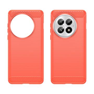 OnePlus 13 Børstet TPU Cover - Karbonfiber - Rød