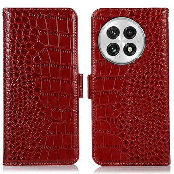 OnePlus 13 Crocodile Series Læderpung med RFID - Rød