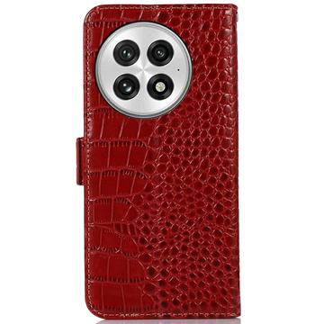 OnePlus 13 Crocodile Series Læderpung med RFID - Rød