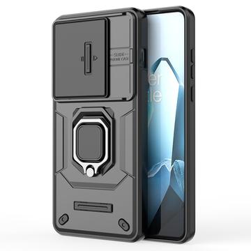 OnePlus 13 Roterende Ring Hybrid Cover med Kameraskjold - Sort