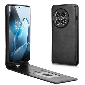 OnePlus 13 Vertikal Flip Taske med Kortholder - Sort