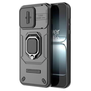 OnePlus 13T/13s Roterende Ring Hybrid Cover med Kameraskjold - Sort