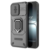 OnePlus 13T/13s Roterende Ring Hybrid Cover med Kameraskjold - Sort