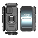 OnePlus 13T/13s Roterende Ring Hybrid Cover med Kameraskjold - Sort