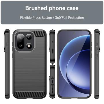 OnePlus 15 Børstet TPU Cover - Karbonfiber - Sort