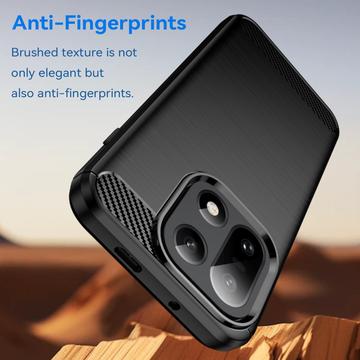 OnePlus 15 Børstet TPU Cover - Karbonfiber - Sort