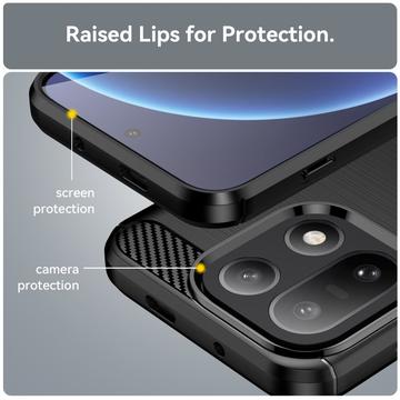 OnePlus 15 Børstet TPU Cover - Karbonfiber - Sort