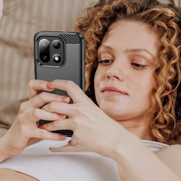OnePlus 15 Børstet TPU Cover - Karbonfiber - Sort