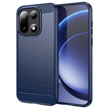 OnePlus 15 Børstet TPU Cover - Karbonfiber - blå