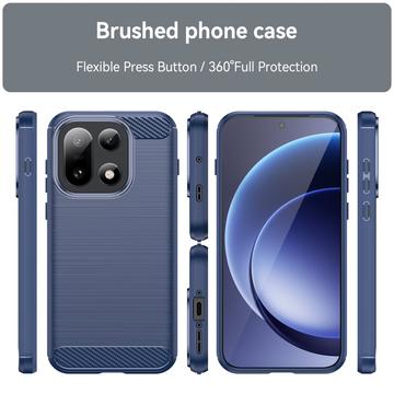 OnePlus 15 Børstet TPU Cover - Karbonfiber - blå