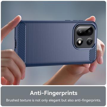 OnePlus 15 Børstet TPU Cover - Karbonfiber - blå