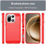 OnePlus 15 Børstet TPU Cover - Karbonfiber - rød