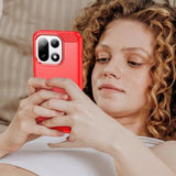 OnePlus 15 Børstet TPU Cover - Karbonfiber - rød