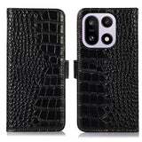 OnePlus 15 Crocodile Series Læderpung med RFID - Sort