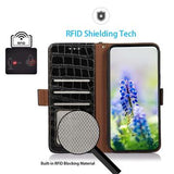 OnePlus 15 Crocodile Series Læderpung med RFID - Sort
