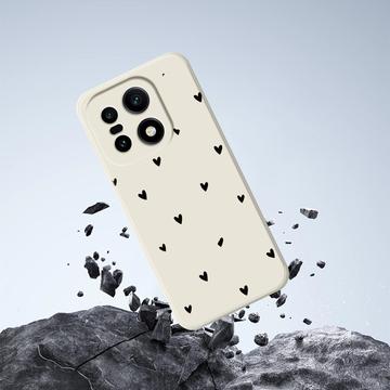 OnePlus 15 Slim TPU-cover med hjertemønster - hvid / sort