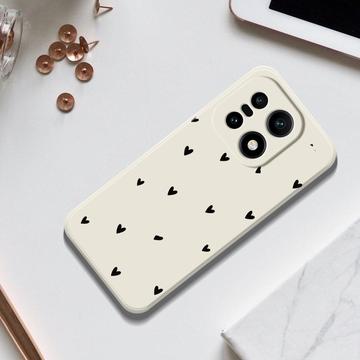 OnePlus 15 Slim TPU-cover med hjertemønster - hvid / sort