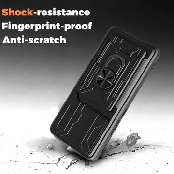 OnePlus 15 Roterende Ring Hybrid Cover med Kameraskjold - Sort