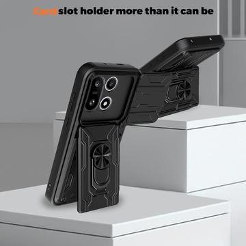 OnePlus 15 Roterende Ring Hybrid Cover med Kameraskjold - Sort