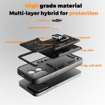OnePlus 15 Roterende Ring Hybrid Cover med Kameraskjold - Rødguld