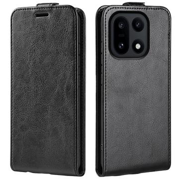 OnePlus 15 Vertikal Flip Etui med Kortholder - Sort