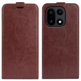 OnePlus 15 Vertikal Flip Etui med Kortholder - Brun