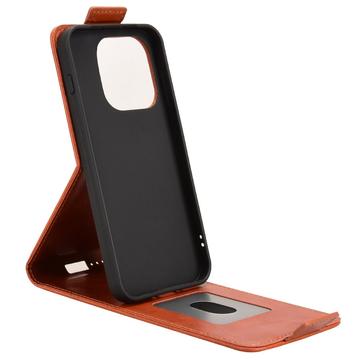 OnePlus 15 lodret flip-etui med stativ - Brun