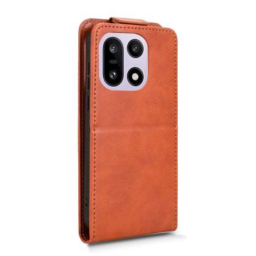 OnePlus 15 lodret flip-etui med stativ - Brun