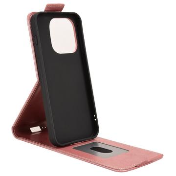 OnePlus 15 lodret flip-etui med stativ - rosaguld