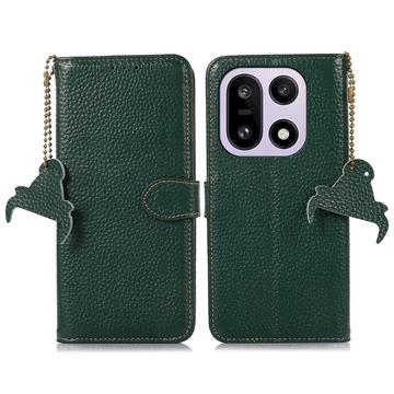 OnePlus 15 Pung læder cover med RFID - grøn