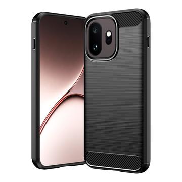 OnePlus 15T Børstet TPU Cover - Karbonfiber - Sort