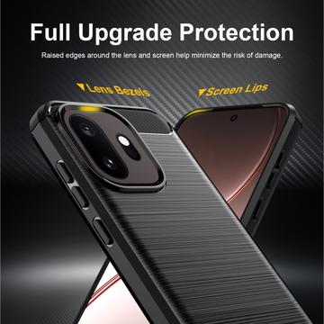 OnePlus 15T Børstet TPU Cover - Karbonfiber - Sort