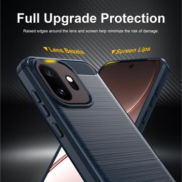 OnePlus 15T Børstet TPU Cover - Karbonfiber - blå