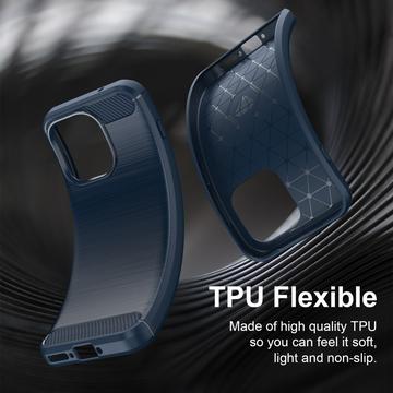 OnePlus 15T Børstet TPU Cover - Karbonfiber - blå