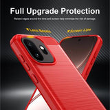 OnePlus 15T Børstet TPU Cover - Karbonfiber - rød