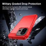 OnePlus 15T Børstet TPU Cover - Karbonfiber - rød