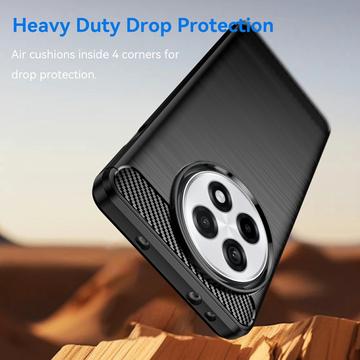 OnePlus Ace 5/5 Pro/13R Børstet TPU Cover - Karbonfiber - Sort