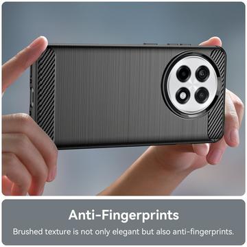 OnePlus Ace 5/5 Pro/13R Børstet TPU Cover - Karbonfiber - Sort
