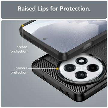 OnePlus Ace 5/5 Pro/13R Børstet TPU Cover - Karbonfiber - Sort