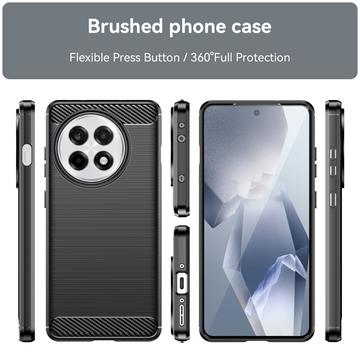 OnePlus Ace 5/5 Pro/13R Børstet TPU Cover - Karbonfiber - Sort