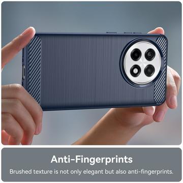 OnePlus Ace 5/5 Pro/13R Børstet TPU Cover - Karbonfiber - Blå