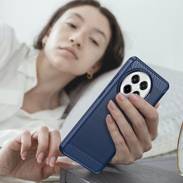 OnePlus Ace 5/5 Pro/13R Børstet TPU Cover - Karbonfiber - Blå