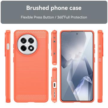 OnePlus Ace 5/5 Pro/13R Børstet TPU Cover - Karbonfiber - Rød