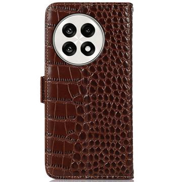 OnePlus Ace 5/5 Pro/13R Crocodile Series Læderpung med RFID - Brun
