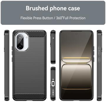 OnePlus Ace 5 Racing/Nord CE5 Børstet TPU Cover - Karbonfiber - Sort