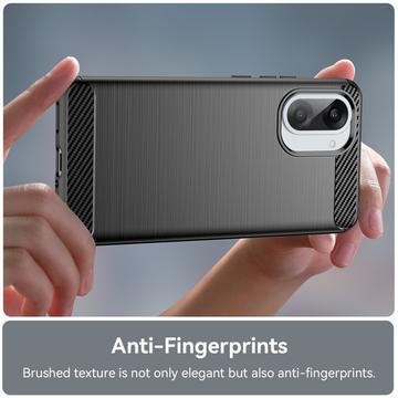 OnePlus Ace 5 Racing/Nord CE5 Børstet TPU Cover - Karbonfiber - Sort