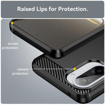 OnePlus Ace 5 Racing/Nord CE5 Børstet TPU Cover - Karbonfiber - Sort