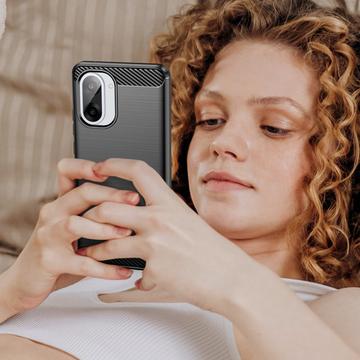 OnePlus Ace 5 Racing/Nord CE5 Børstet TPU Cover - Karbonfiber - Sort
