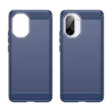 OnePlus Ace 5 Racing/Nord CE5 Børstet TPU Cover - Karbonfiber - blå