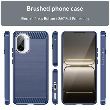 OnePlus Ace 5 Racing/Nord CE5 Børstet TPU Cover - Karbonfiber - blå
